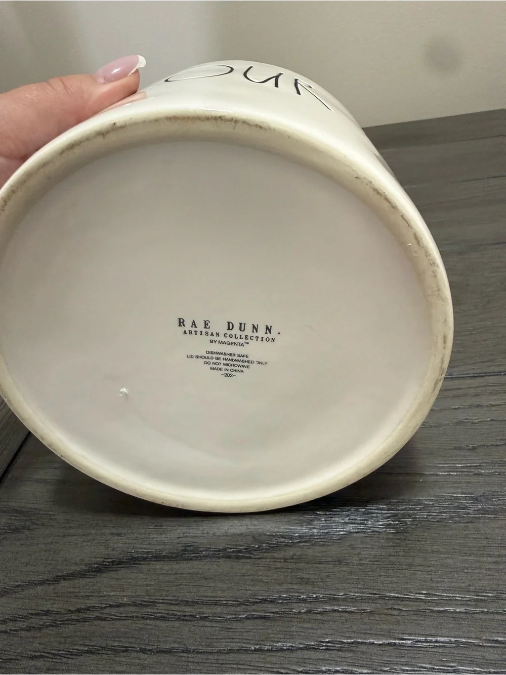 Rae Dunn White Ceramic Flour Canister with Black Lettering